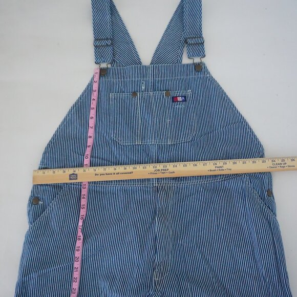 USA Works Blue Stripe Denim Overalls Railroad Carpenter Retro 80s 90s Workwear L - Picture 5 of 15